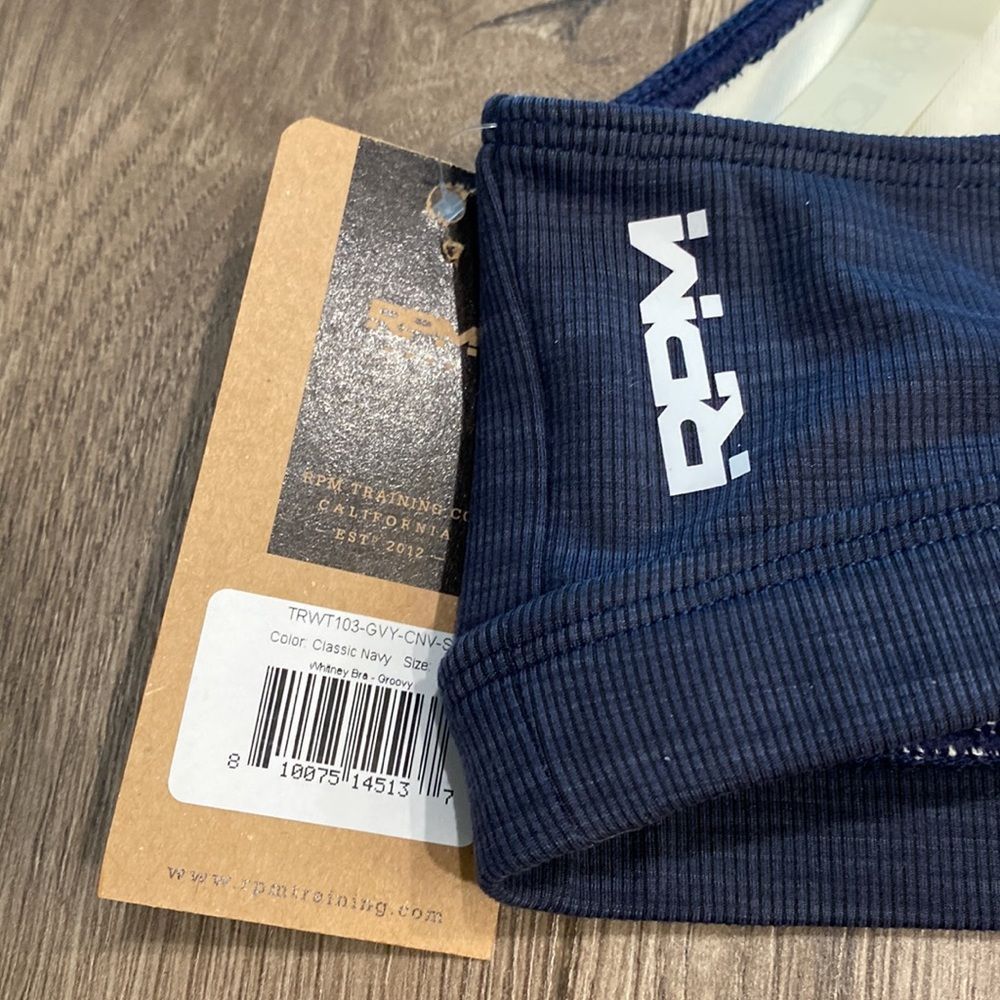 RPM Whitney Blix Bra Blue Ribbed Racerback Training Sports Bra Size Small - Picture 8 of 11